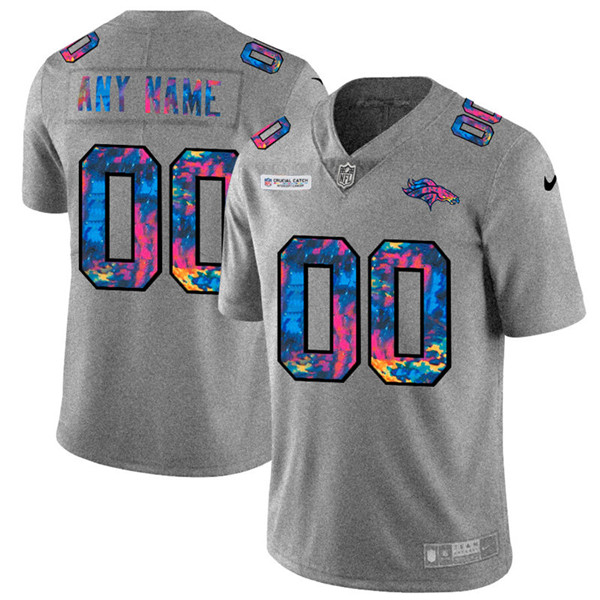 Men's Denver Broncos ACTIVE PLAYER Custom 2020 Grey Crucial Catch Limited Stitched NFL Jersey - Click Image to Close